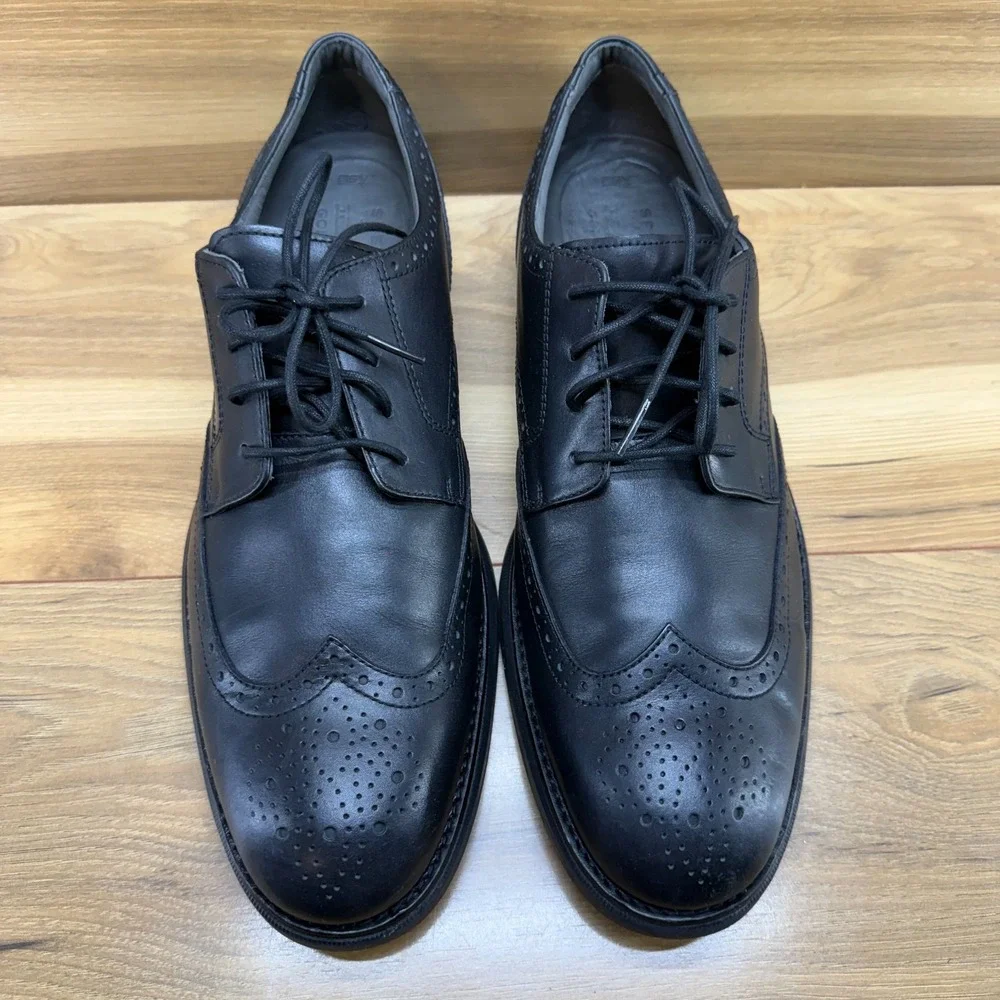 Sperry Gold Cup Wingtip Oxford Mens 14 M Black Leather Comfort Business Casual